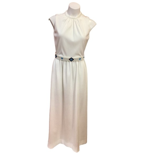 1960s-70s Carlye White Maxi Dress - Picture 1 of 8